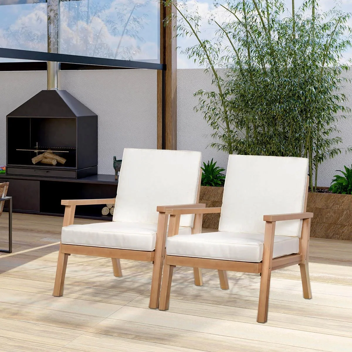 Gartenstuhl Set 2 Stück braun/beige 66 x 77,5 x 74,5 cm - 4