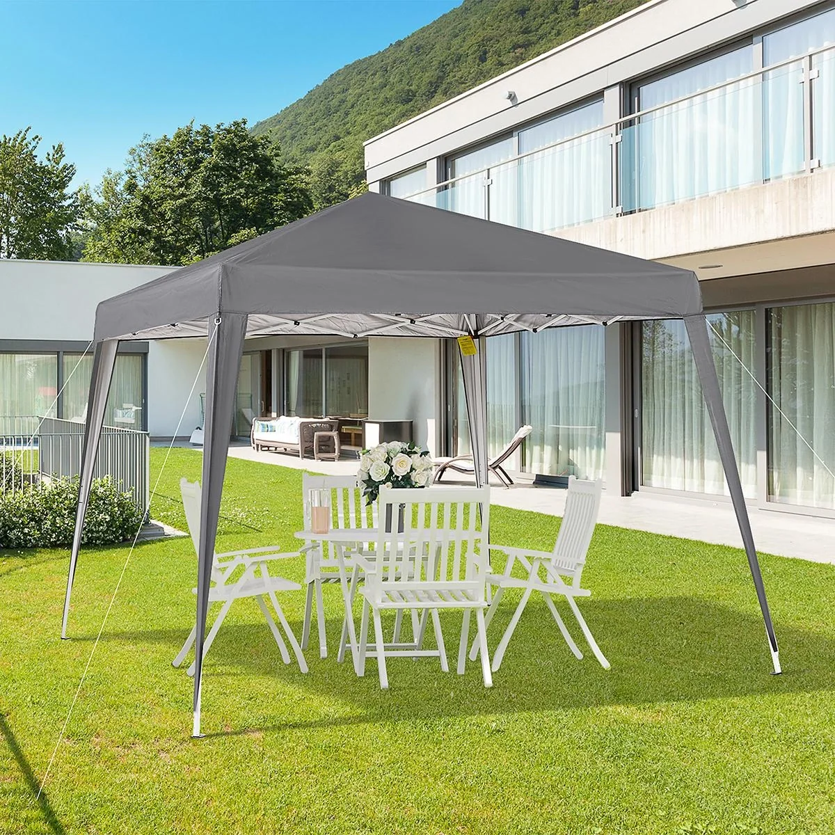 Faltpavillon Pavillon Faltzelt Partyzelt inkl. Tragetasche 3x3m Stahl Grau - 6