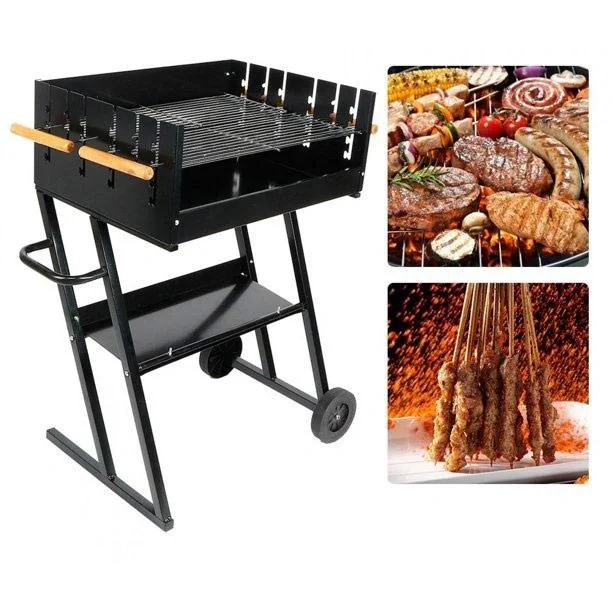 Vargan Holzkohlegrill - Grillfläche 76 x 34 cm - Grillrost höhenverstellbar - 6