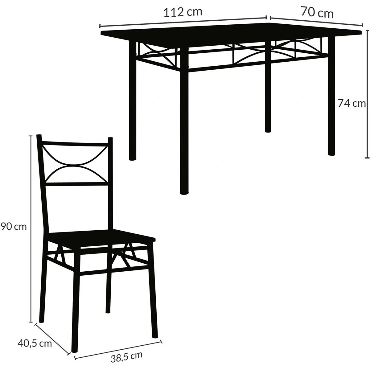 5-teiliges Lounge-Set "Paul" - Esstisch + 4 Stühle - Eiche - 4