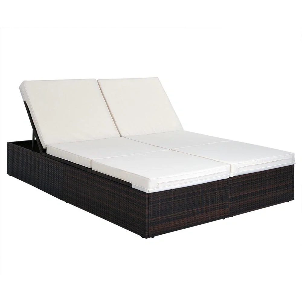 2-Personen-Liege polyrotan braun - creme 193 x 116 x 33cm - 5