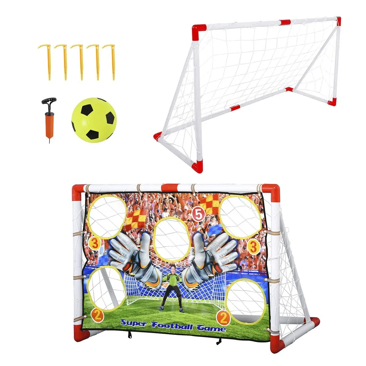 Fußballtore mit Fußball Torwand für Kinder 3-12 Jahre Fußballnetz Garten Kunststoff mehrfarbig 116 x 48 x 76 cm - 4