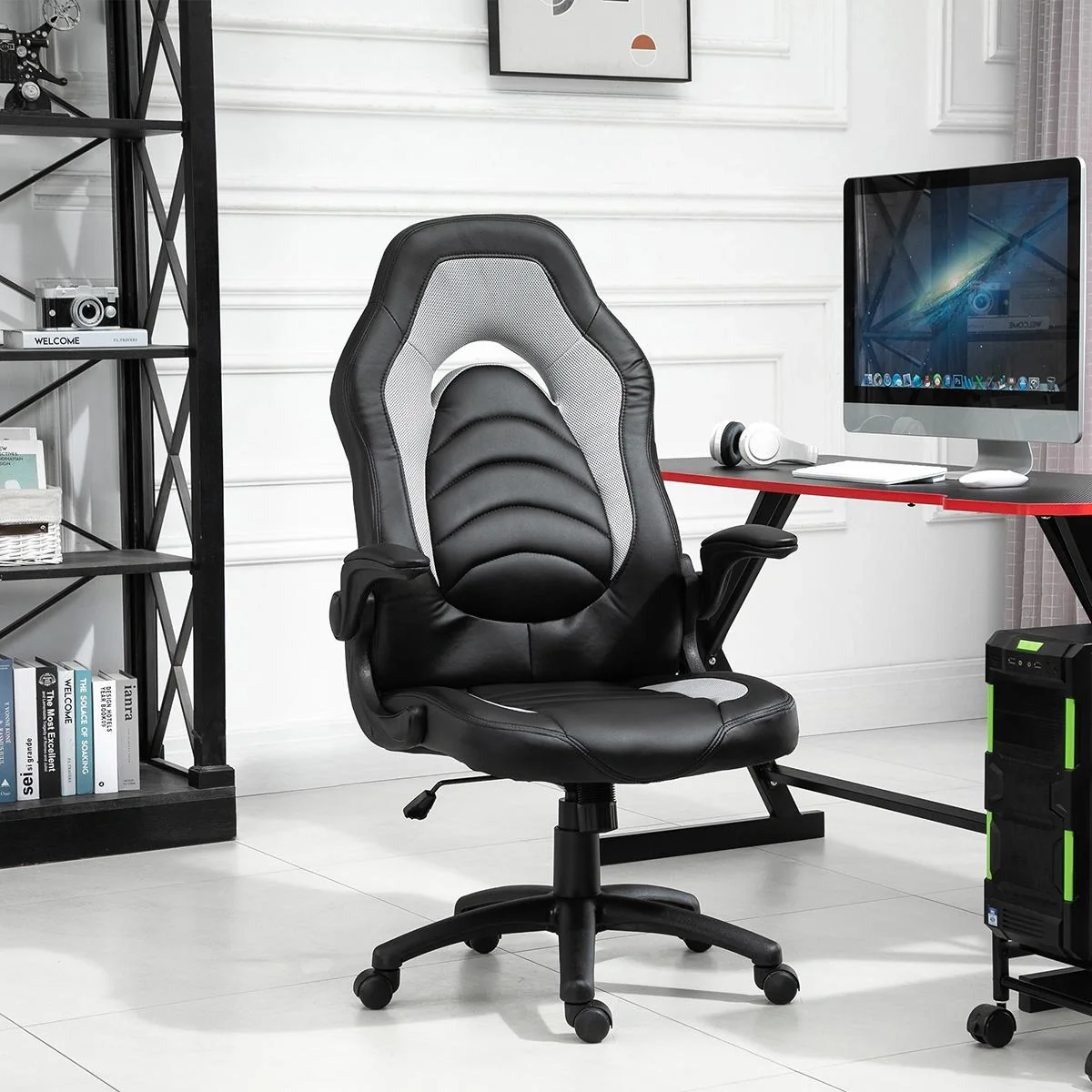 Gaming-Stuhl Schreibtischstuhl Bürostuhl Chefsessel PU-Leder - 4