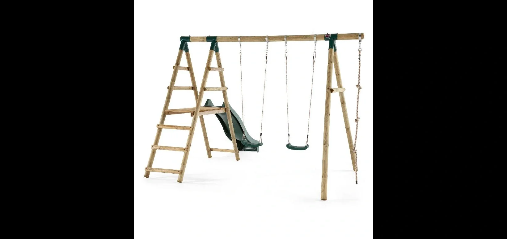 Holz Schaukelset Giant Baboon, Outdoor-Schaukelset für Kinder, Doppelschaukel, Kletterseil, Rutsche, natur - 7