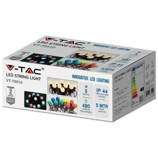 VT-70510 Lichterkette - Wasserdicht - 10 LED-Lampen - 3000K - 5M - 6