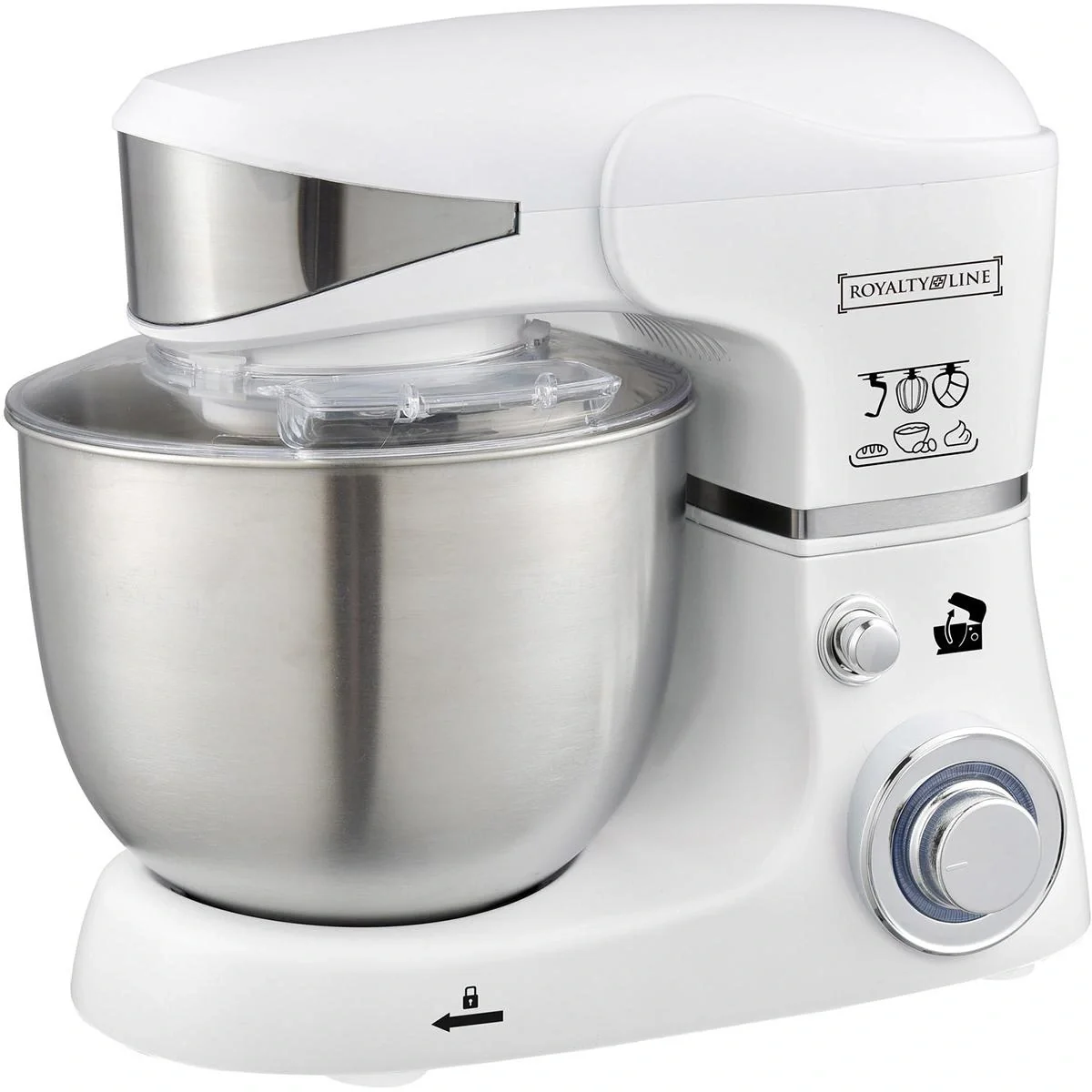 Küchenmaschine - 5,5 Liter - 1600 Watt - 3 Geschwindigkeiten und Pulsmodus - Weiß - 2