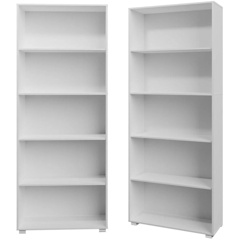 Bücherregal Vela mit 5 Fachböden weiß | 190 x 60 x 31 cm | Basic Skandinavien-Look - 5