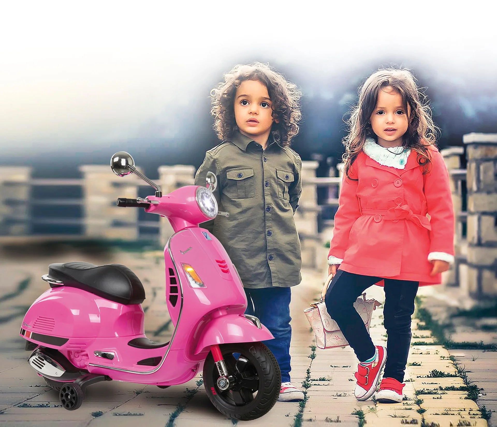 Ride-on Vespa für Kinder, 12 Volt, Pink - 5