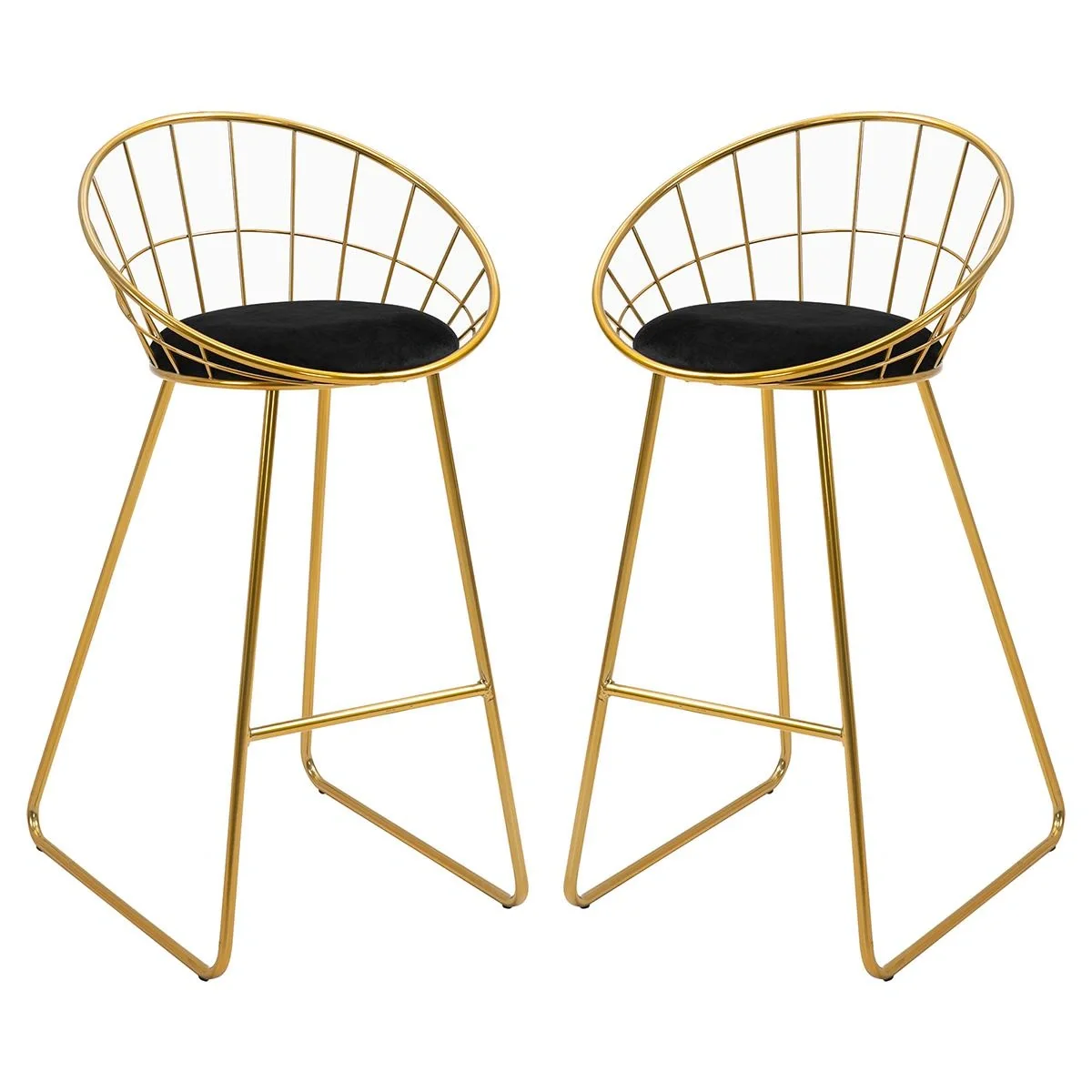 2-tlg. Barhocker Küchenhocker mit Rückenlehne Kunststoffstifte für Küche Esszimmer Metall Samt-Touch-Polyester-Gewebe Sc - 4