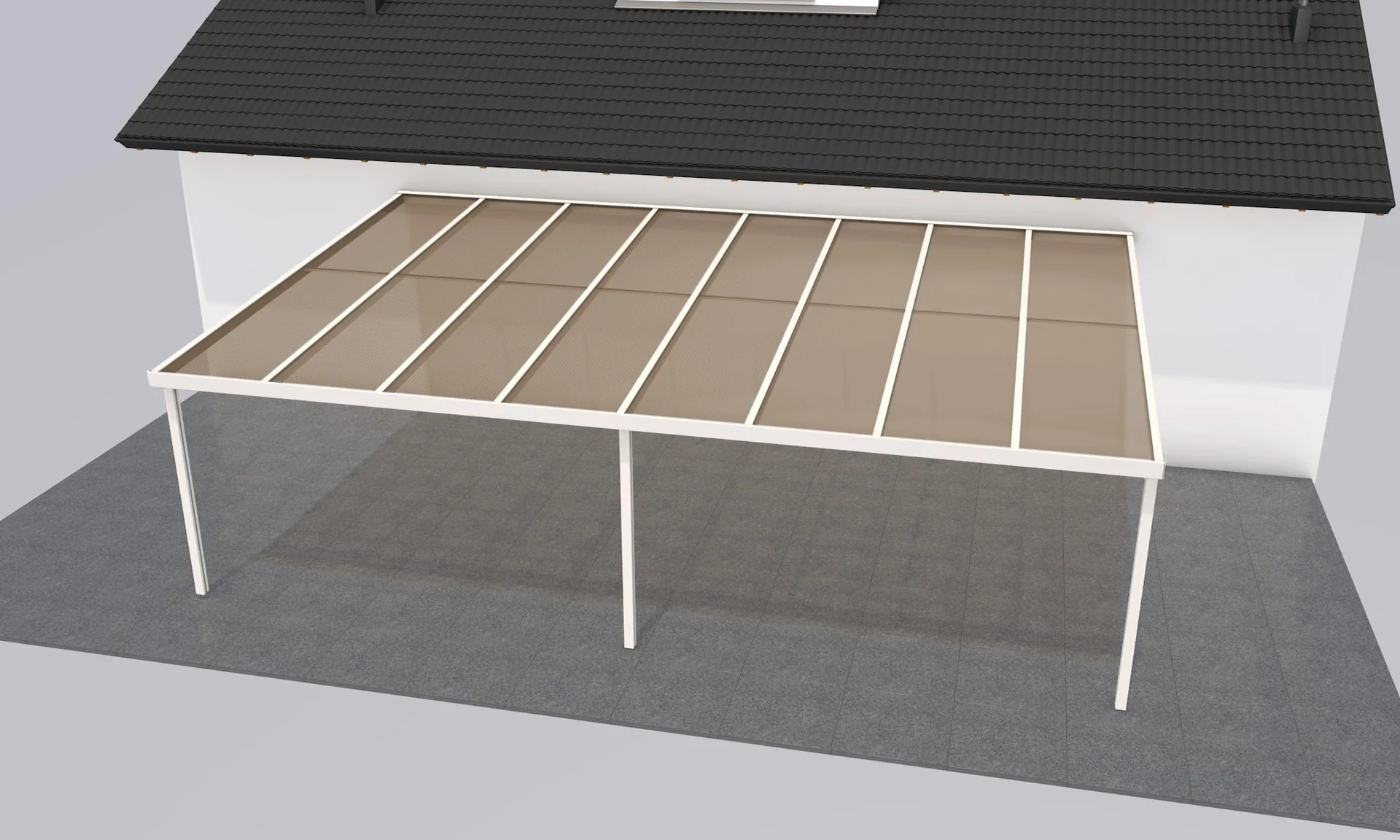 Terrassendach Premium, weiß, 8125 x 5060 mm - Polycarbonat Stegplatten 16 mm, bronze - 2