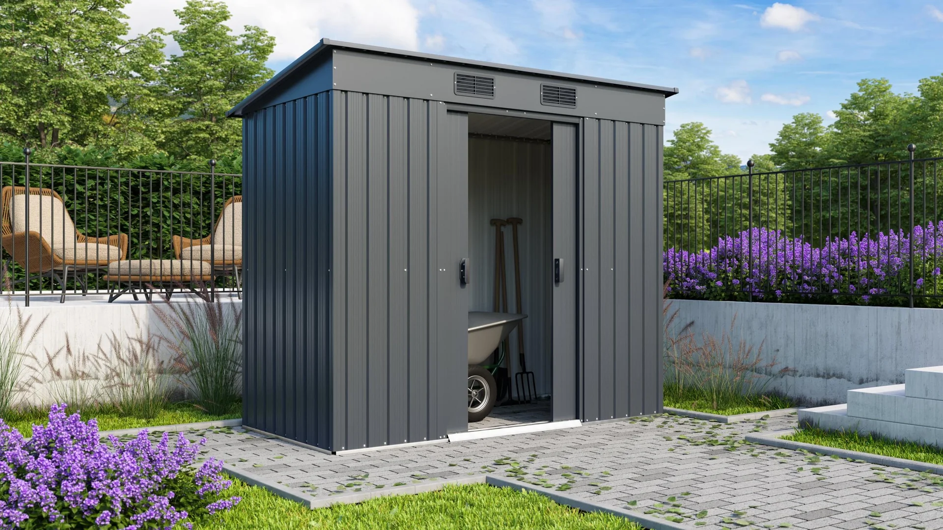 Gerätehaus LEIPZIG II 84, Anthrazit matt - 11