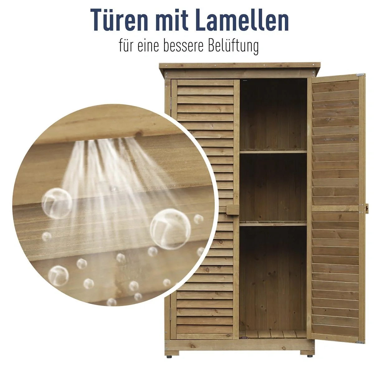 Gartenschrank mit Lamellentüren natur - 5