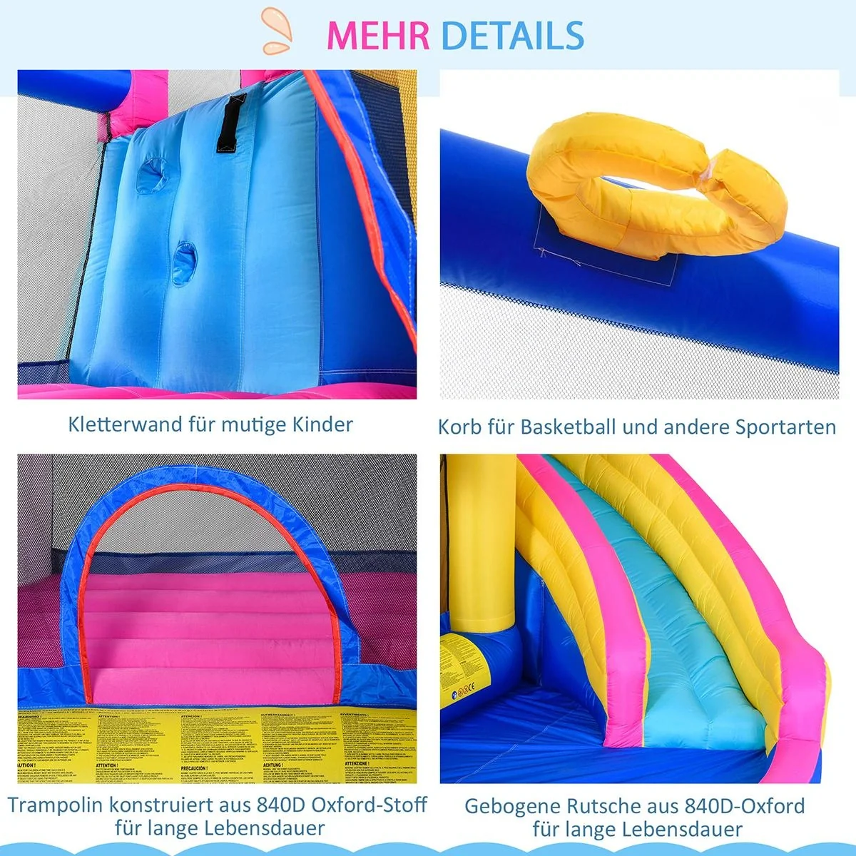 Kinderhüpfburg mit Rutsche und Pool bunt - 10