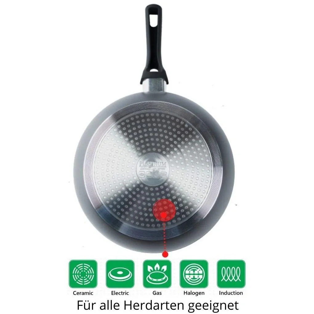 Platinium Bratpfanne / Wokpfanne / Pan - 28cm - Glasdeckel - Induktion - Marmorbeschichtung - Kratzfest - 9