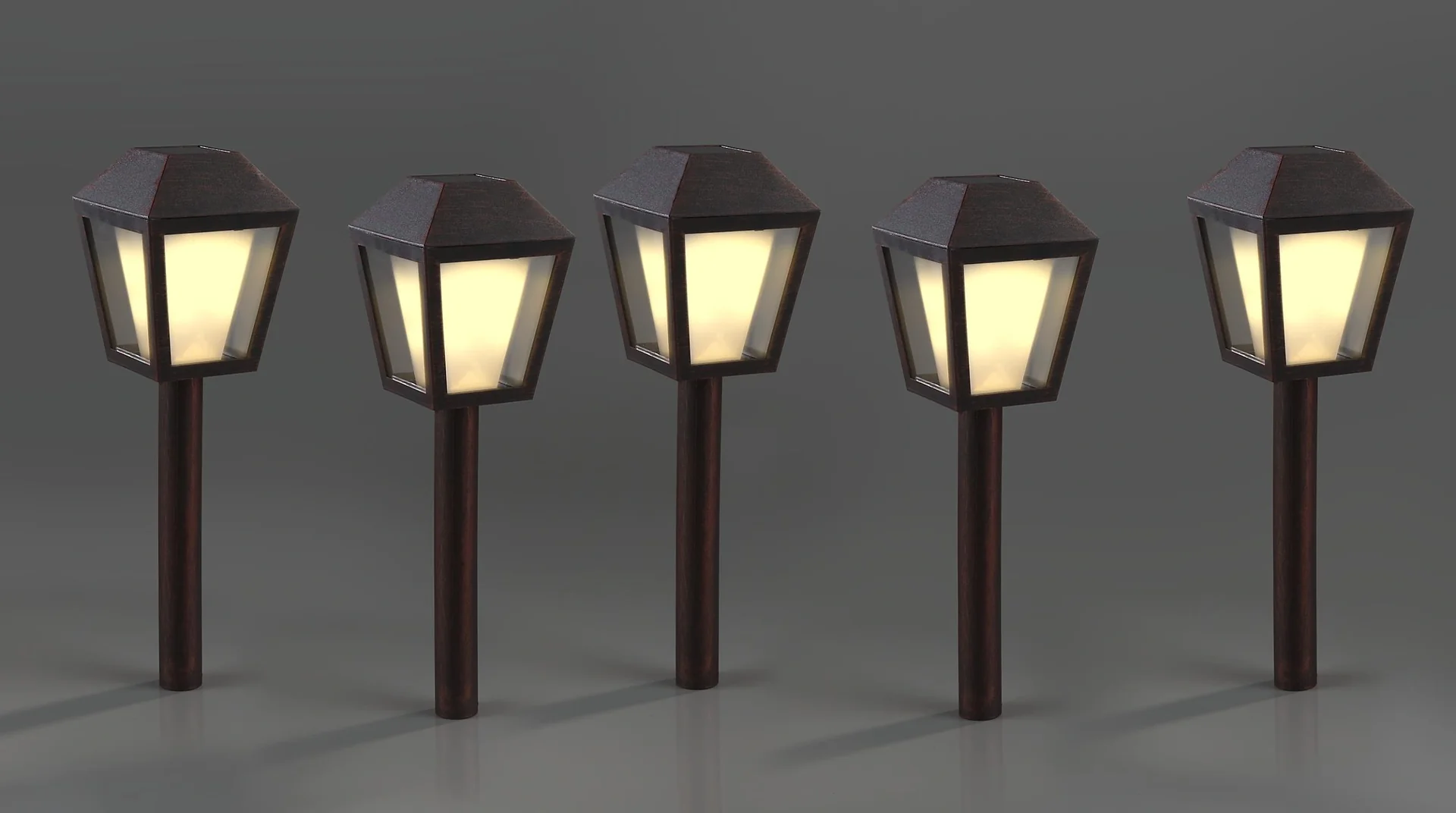 Solar Laternen im Antik-Kupfer Design, 5er Set - 4