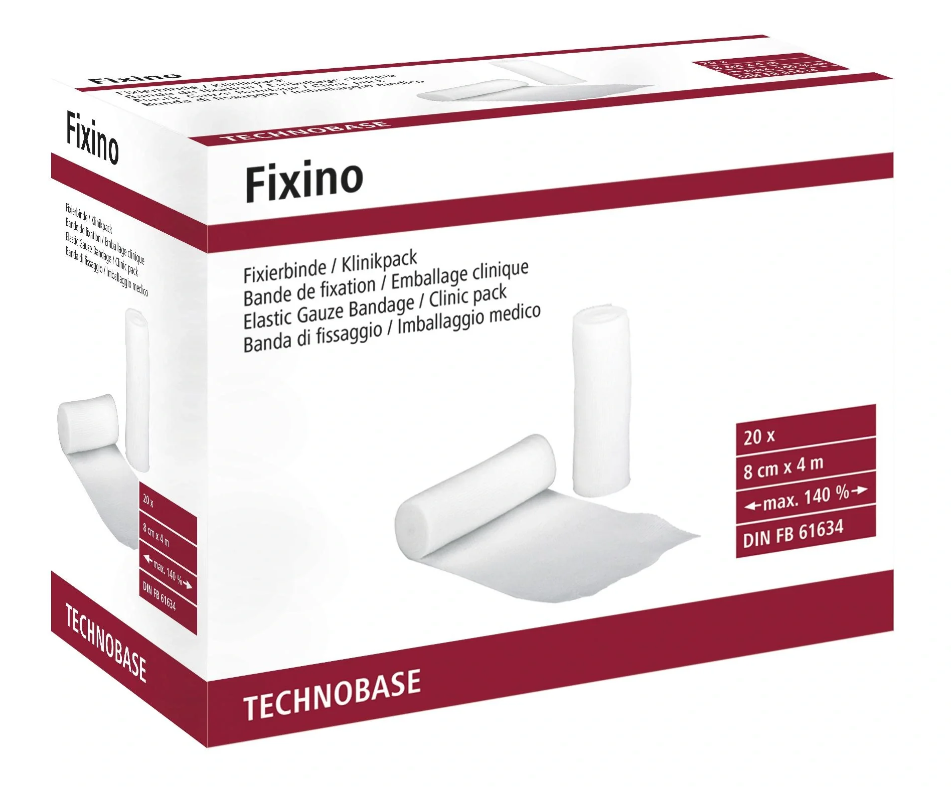 Fixierbinden Fixino 8 cm / 4 m, 20 St. in Klinikverpackung - 1