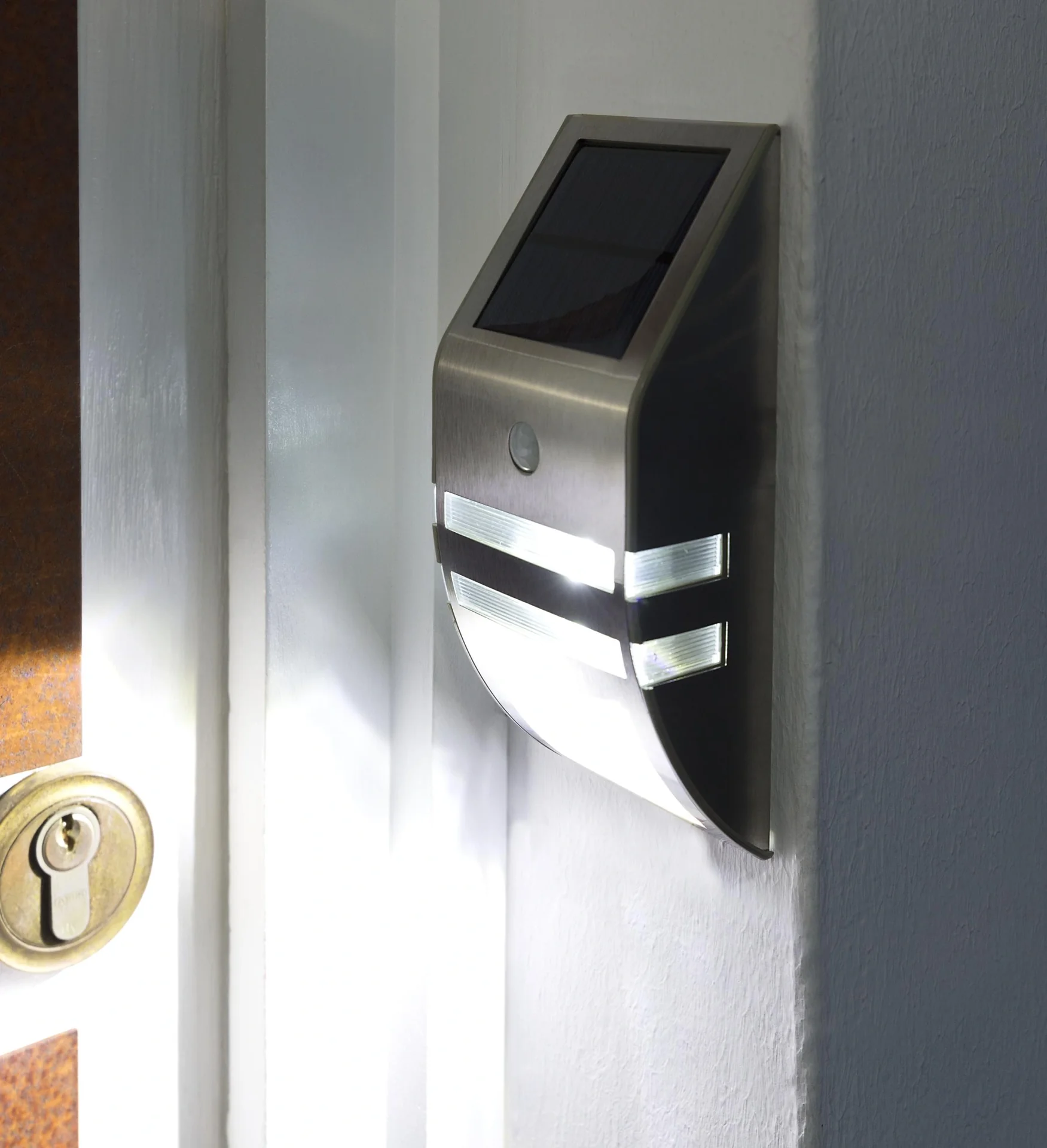 Solar Edelstahl Wandleuchte mit Bewegungsmelder - 3
