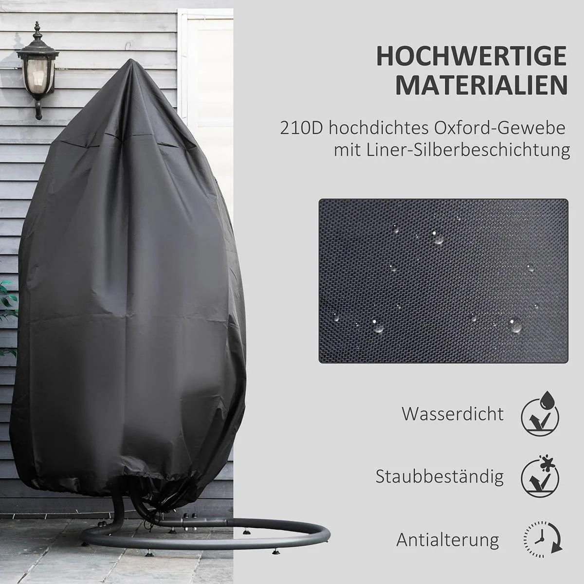 Hängesessel Abdeckung Wasserdicht 210D Oxford Outdoor Schutzhülle für Hängekorb Schwingsessel Hängestuhl Schutzhülle Ø11 - 4