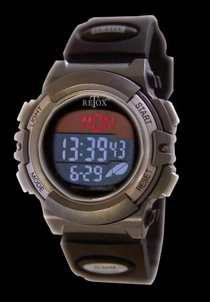"RETOX" Funk LCD Armbanduhr mit Alarm, Stoppuhr + Datumanzeige, 3ATM - 4