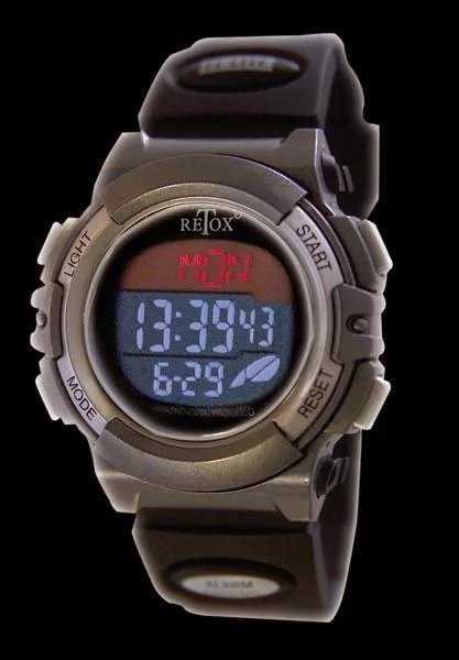 "RETOX" Funk LCD Armbanduhr mit Alarm, Stoppuhr + Datumanzeige, 3ATM - 4