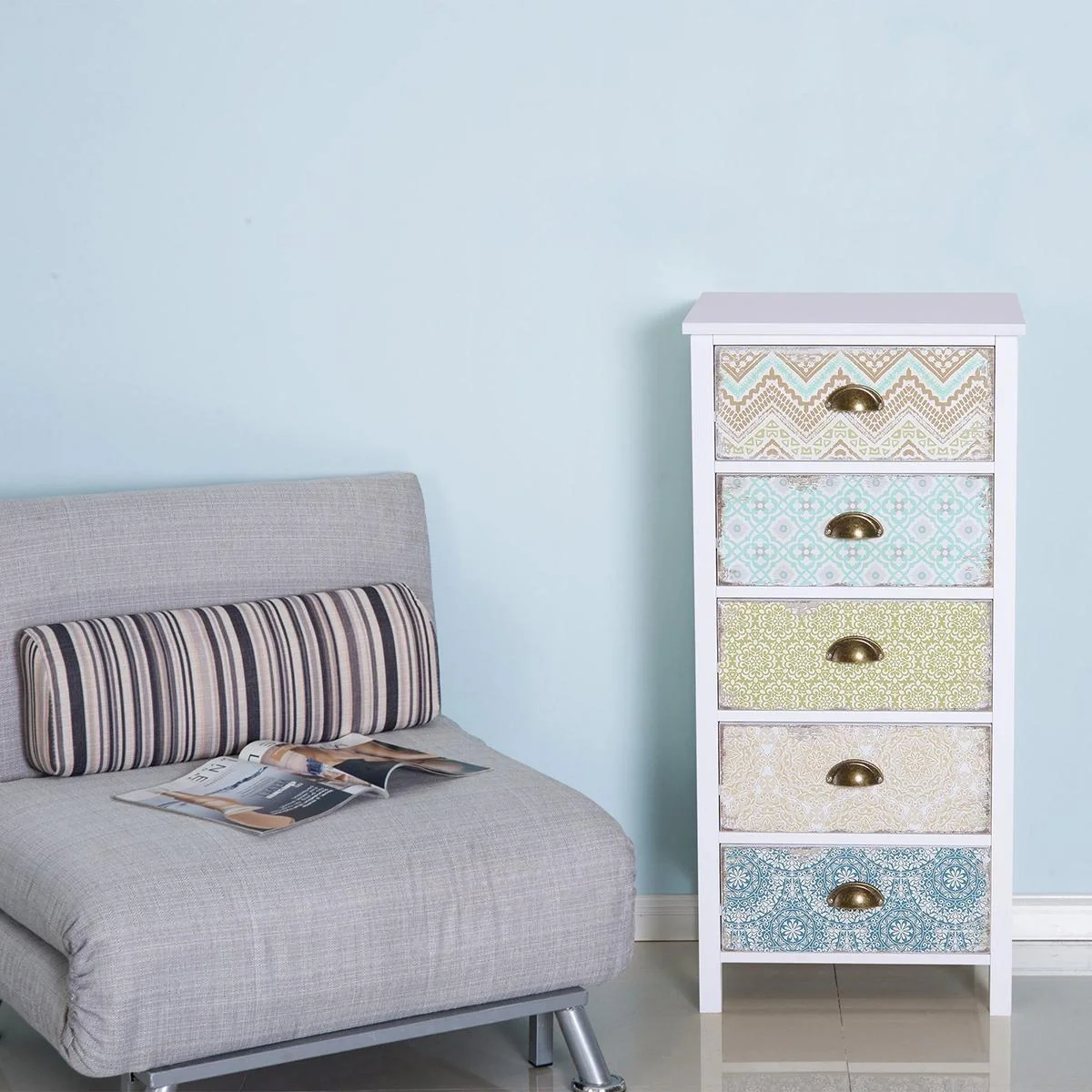 Schubladenkommode im Shabby Chic Look bunt - 3