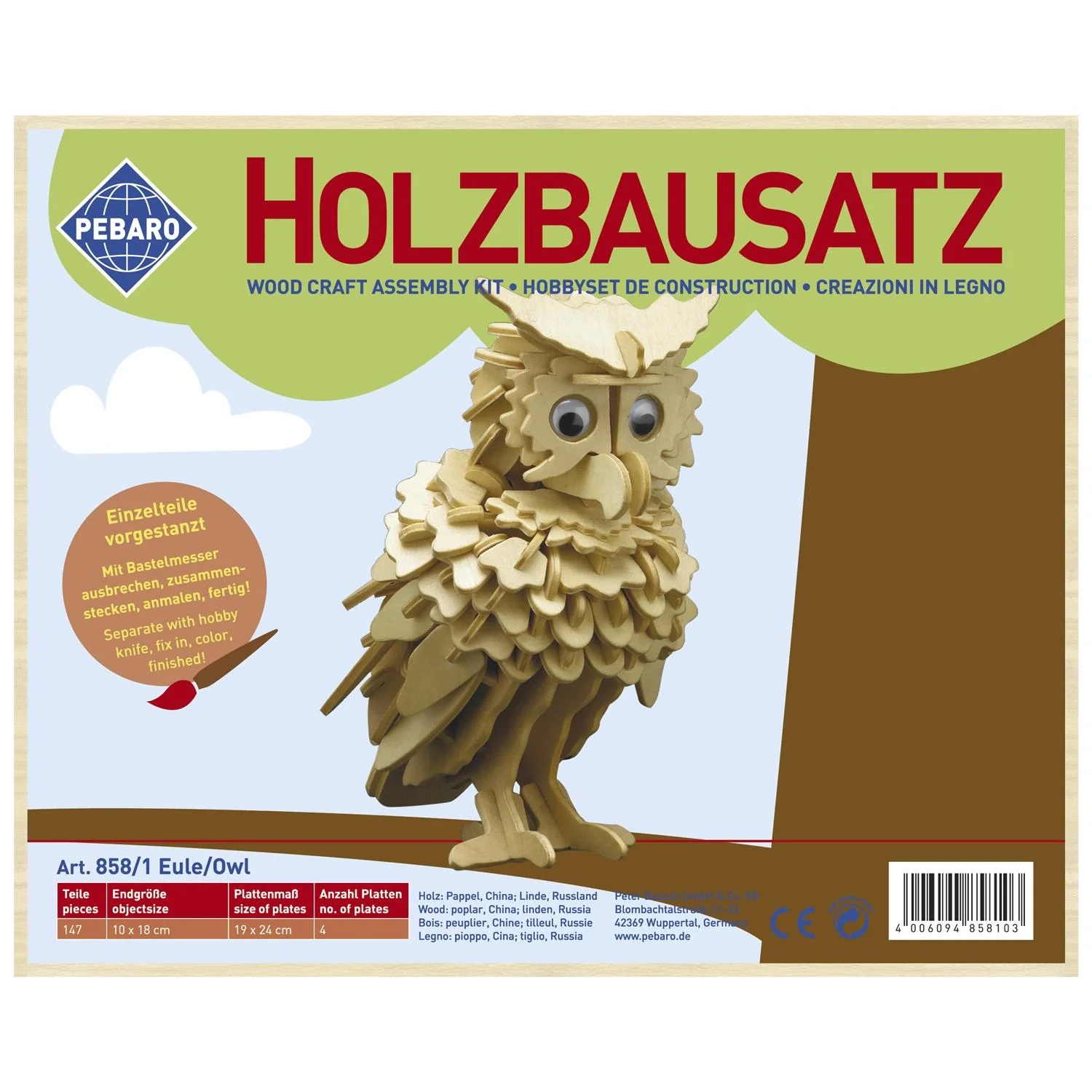 Holzbausatz "Eule" 10 x 18 cm - 2