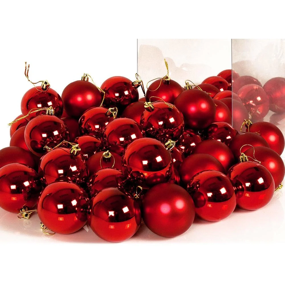 Weihnachtskugeln - Christbaumschmuck - rot 54 Stück. - 2