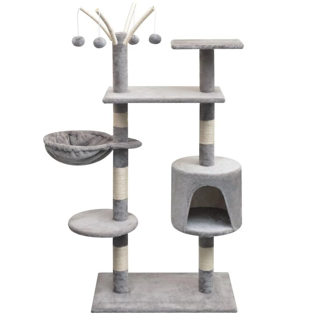Sisal-Kratzbaum für Katzen 125 cm grau - 1