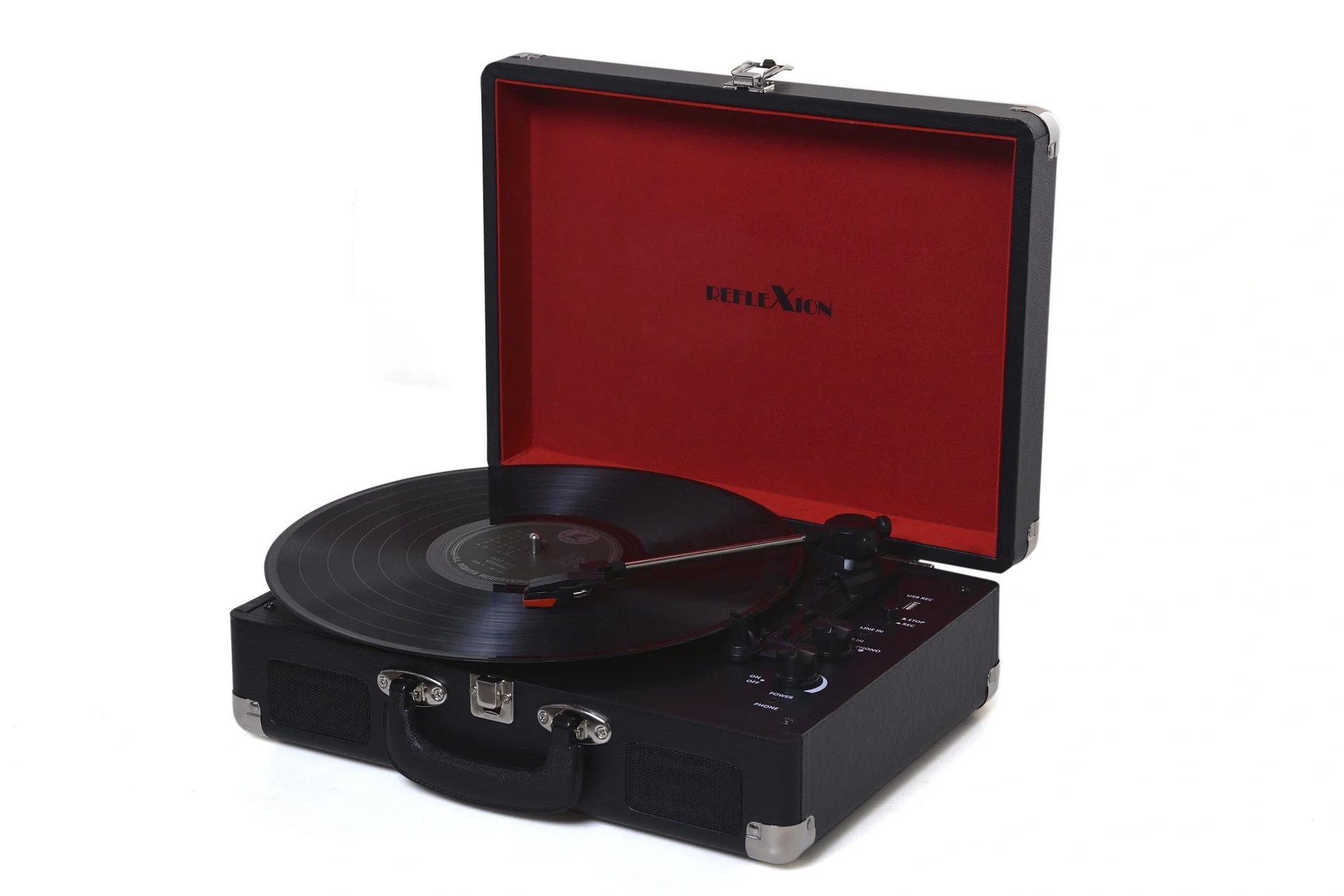 Kofferplattenspieler mit Encoding-Funktion, AUX-in, Bluetooth, USB im Echtholzgehäuse - 2