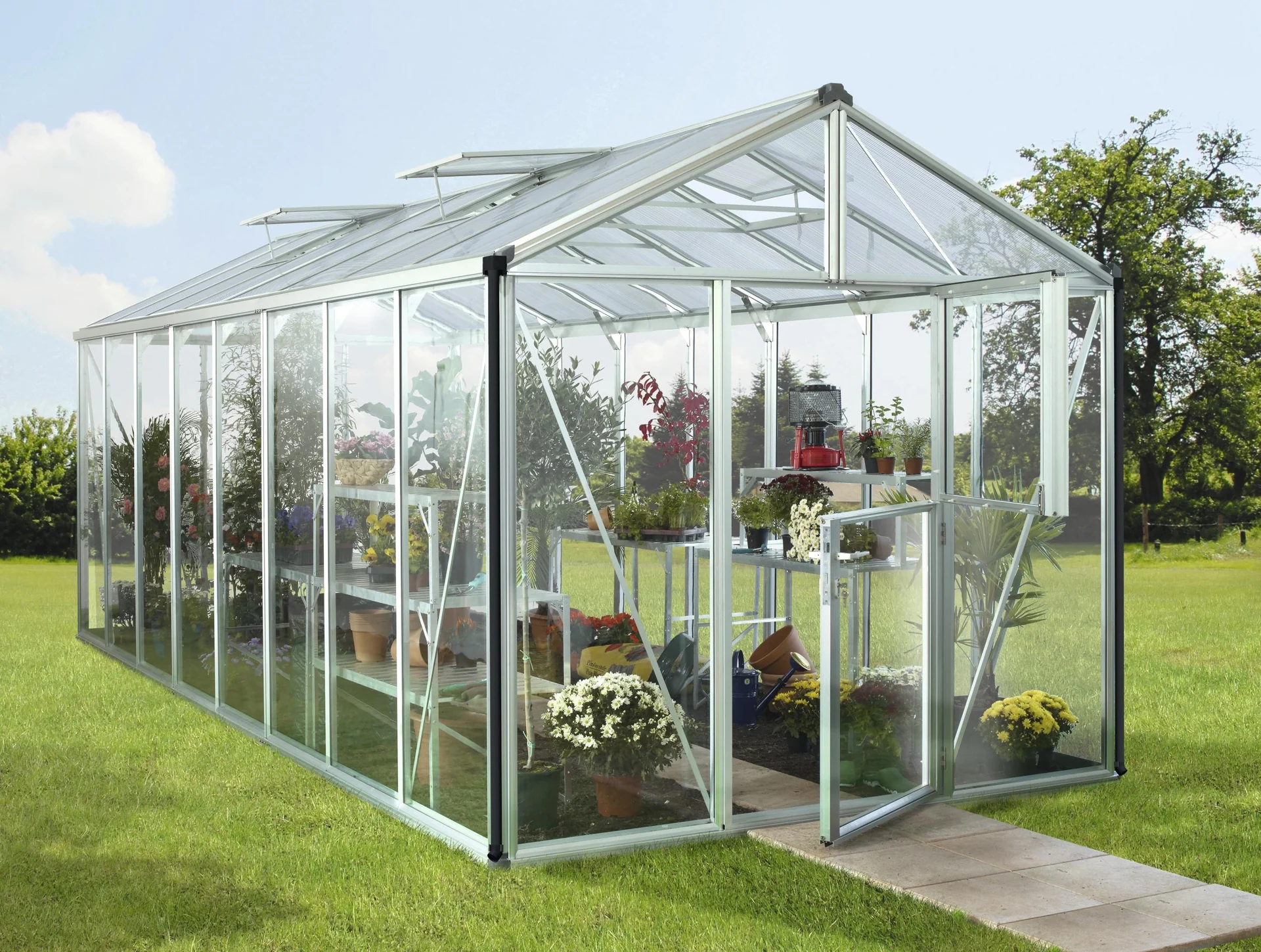 Gewächshaus Zeus 15700 ESG 3 mm u. HKP 10 mm, Farbe alu - 2