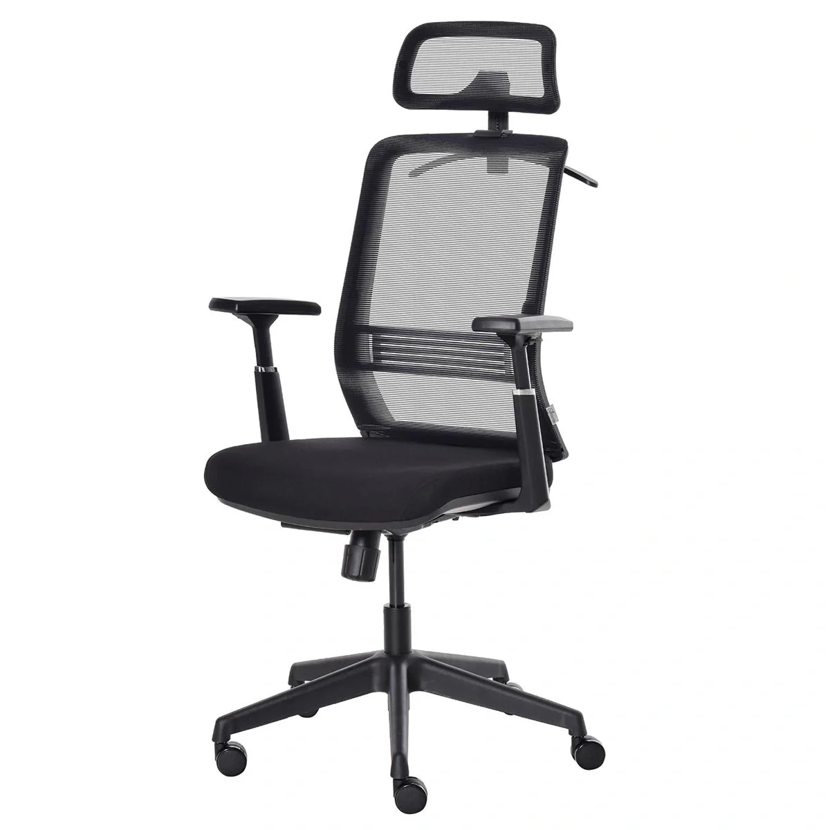Bürostuhl Schreibtischstuhl Arbeitstuhl mit Kopfstütze Kleiderbügel höhenverstellbarer Drehstuhl Nylon Mesh Schwarz 66 x - 4