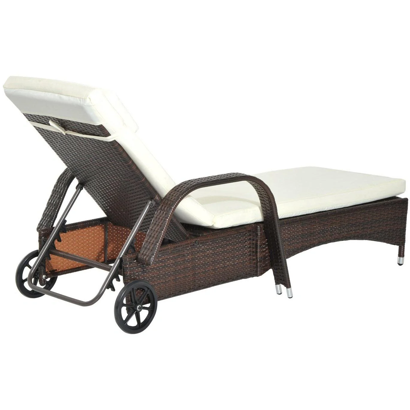 Mobile Gartenliege Kaffeebraun Rattanliege Polyrattan - 3