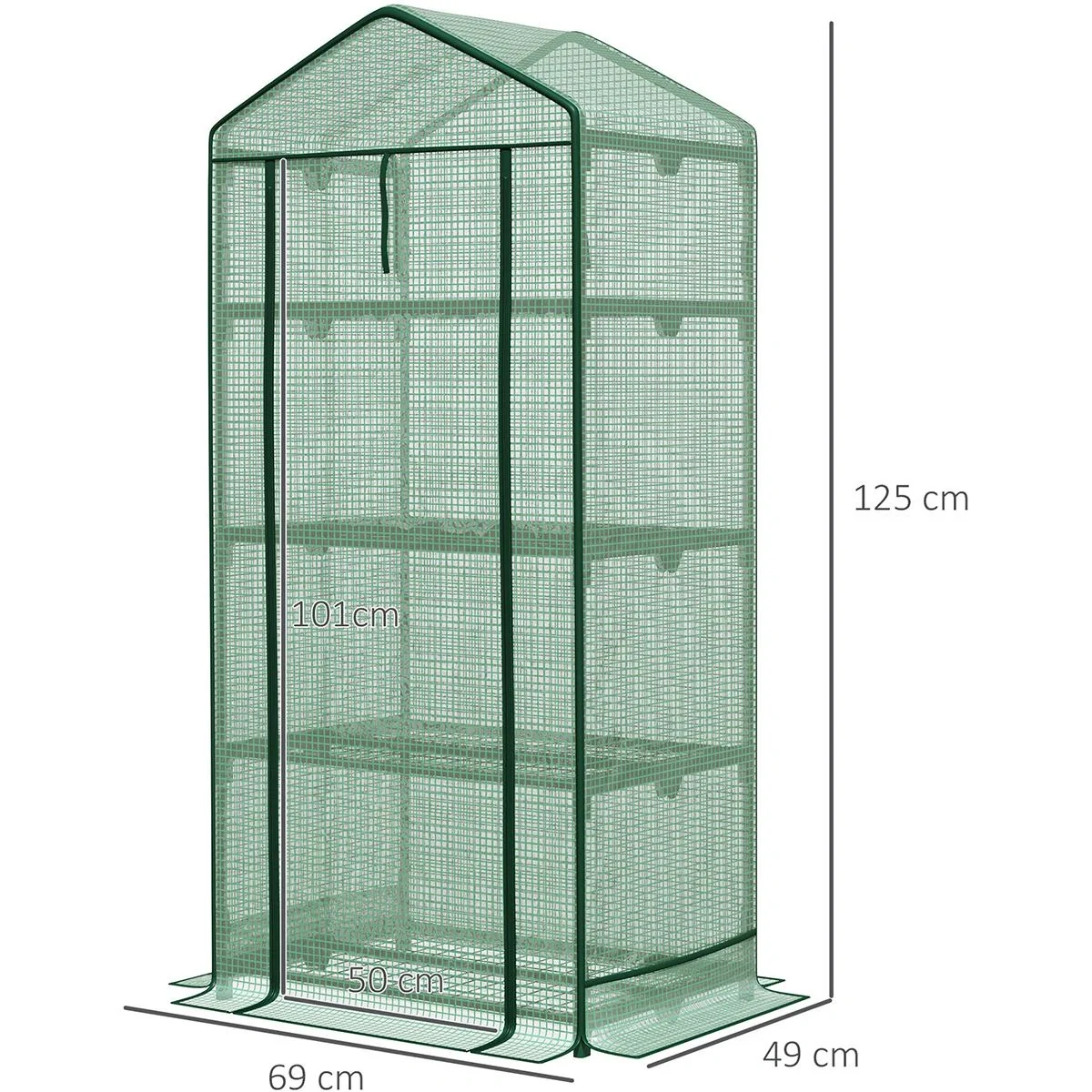 Spitzengewächshaus mini - 3 Ebenen - Rolltor - 69 x 49 x 125 cm - 5