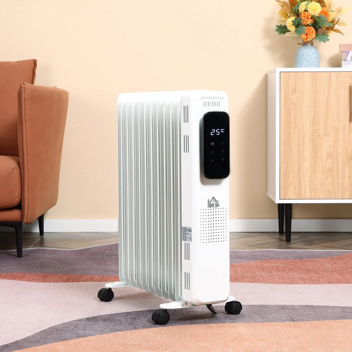 Ölradiator tragbar elektrisch Heizkörper 2290-2720W 3 Heizstufen 24-Stunden-Timing mit 4 Rollen Stahl 50,5 x 24 x 63 cm - 5