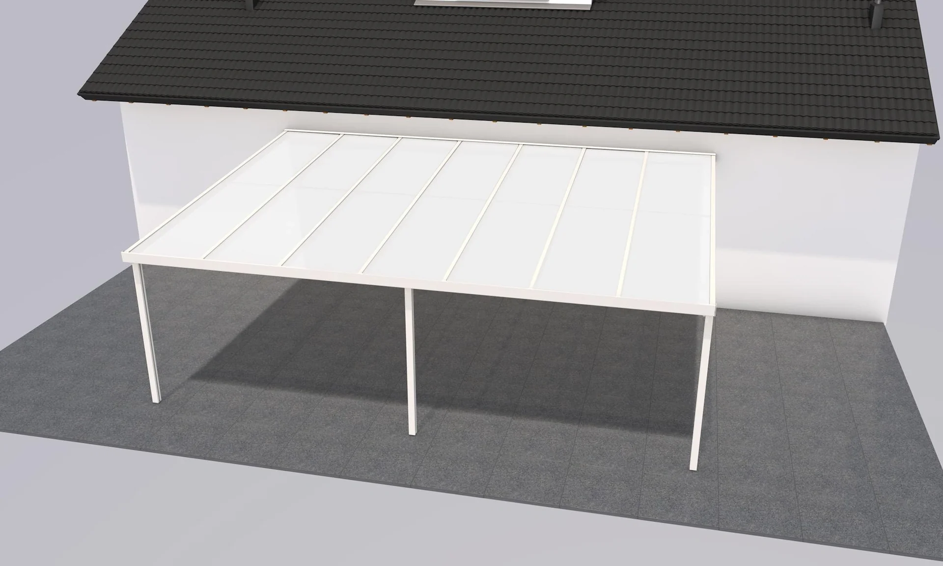 Terrassendach Premium, weiß, 7120 x 5060 mm - Klima blue - 2
