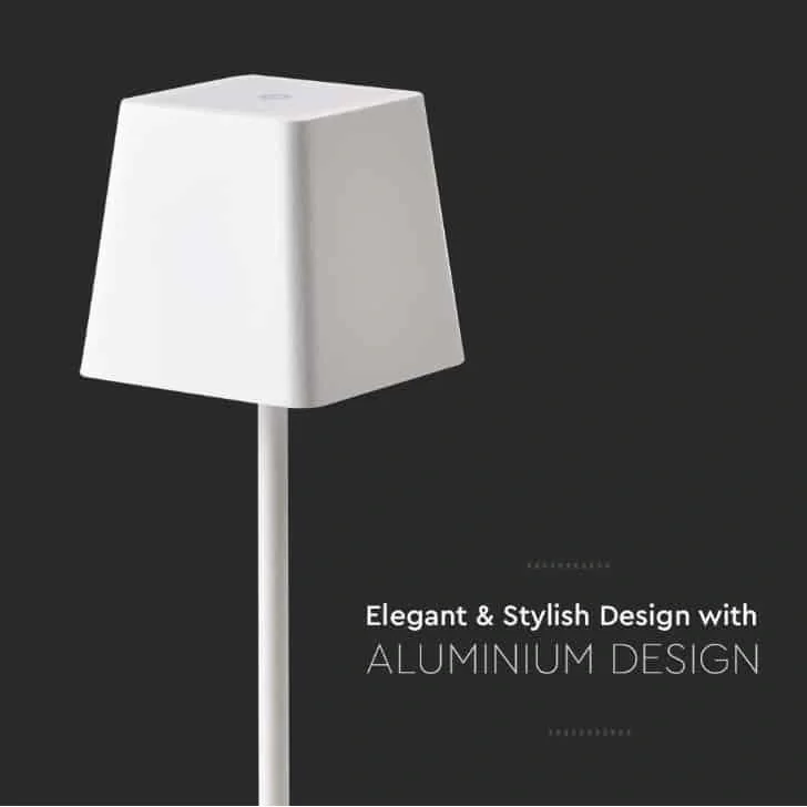 VT-7563 Tischleuchte - 3000K - Dimmbar durch Berührung - Wiederaufladbar - Weiß - 9