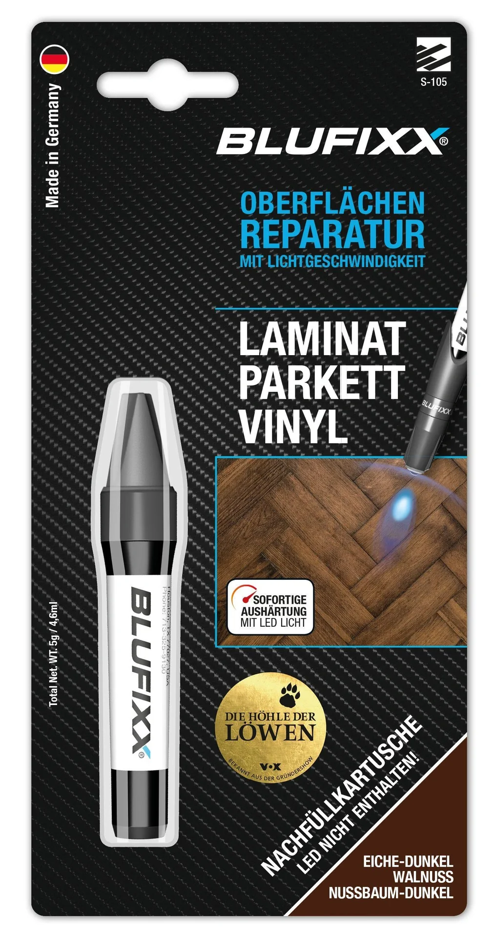Ersatz-Kartusche 5 g für Reparaturstift PW Laminat/Parkett/Vinyl, Eiche dunkel - 1