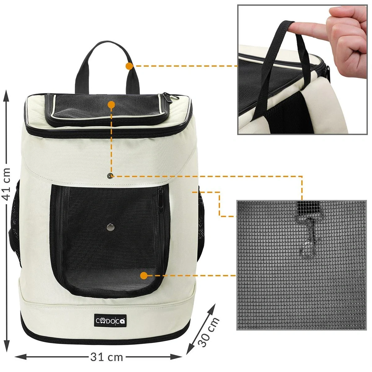 Haustier-Rucksack - Beige - 41x30x31 cm - 2