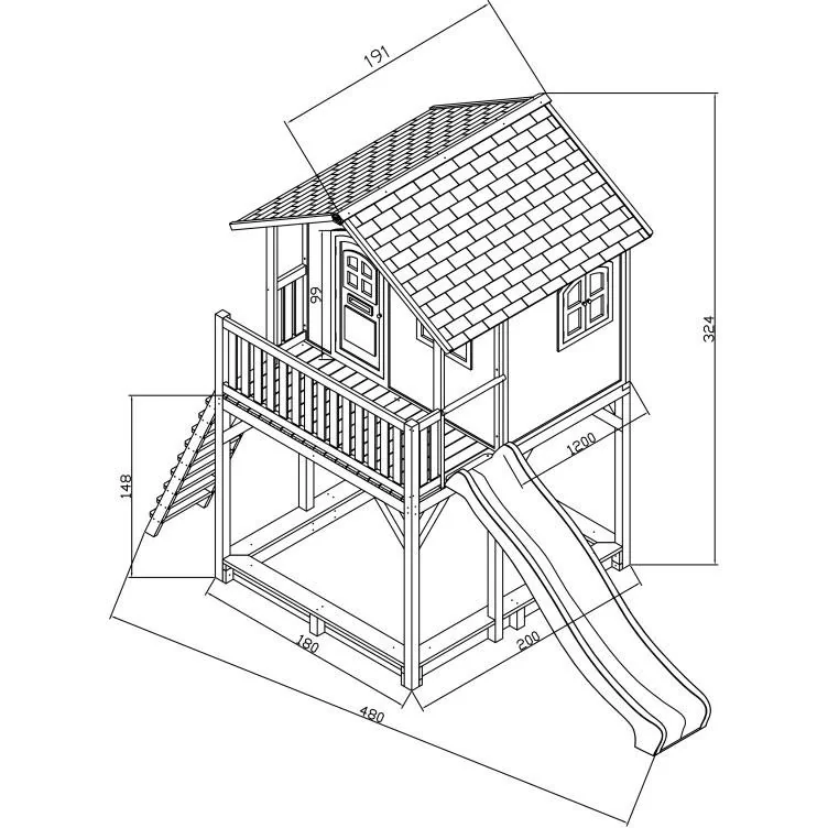 Andy Spielhaus Braun/Weiß - Blaue Rutsche - 2