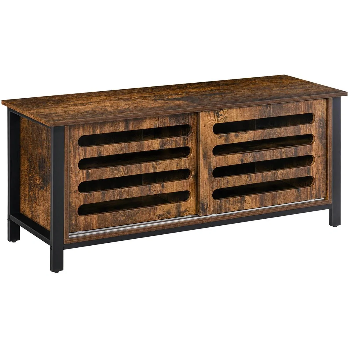 TV Schrank Fernsehschrank Fernsehtisch TV Lowboard Kommode für Fernseher kleiner als 50" mit 2 Türen Regal Industriedesi - 5