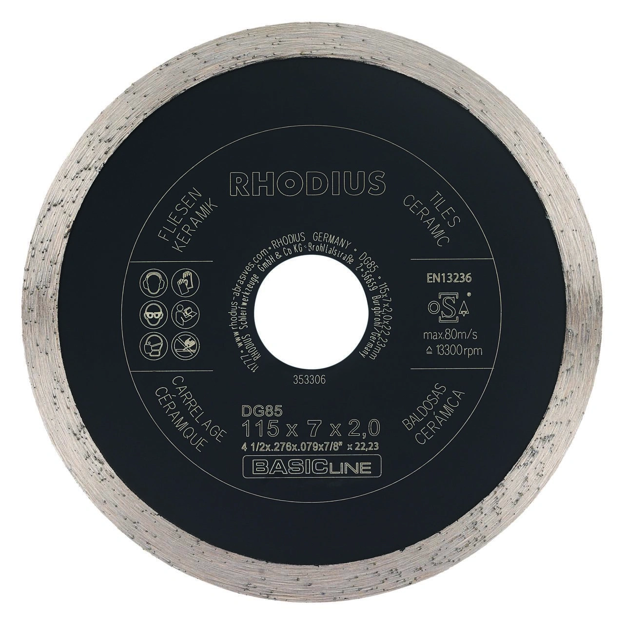 Diamanttrennscheibe Fliesen & Keramik DG85 TILES, 125 x 7 x 2 x 22,23 mm - 2