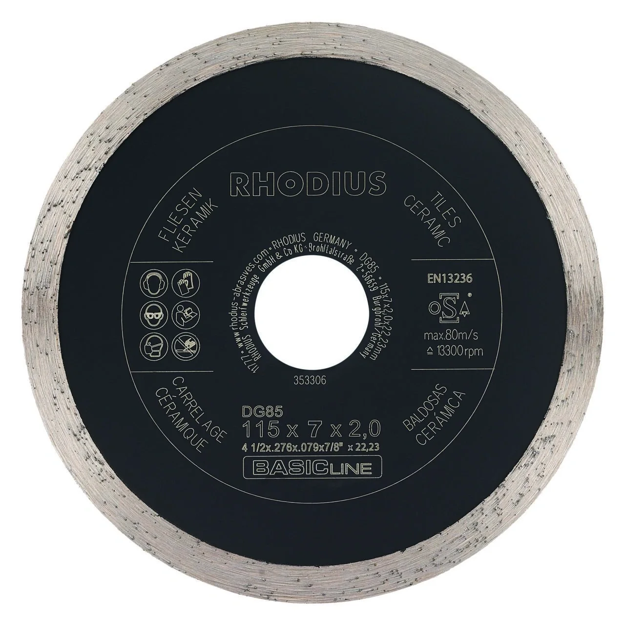 Diamanttrennscheibe Fliesen & Keramik DG85 TILES, 115 x 7 x 2 x 22,23 mm - 1