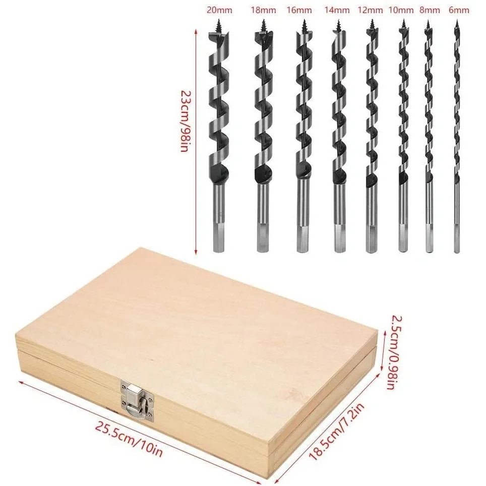 Werkzeug-Bohrer-Satz - Spirale - 8 Stück - 12, 20, 32 mm - 8