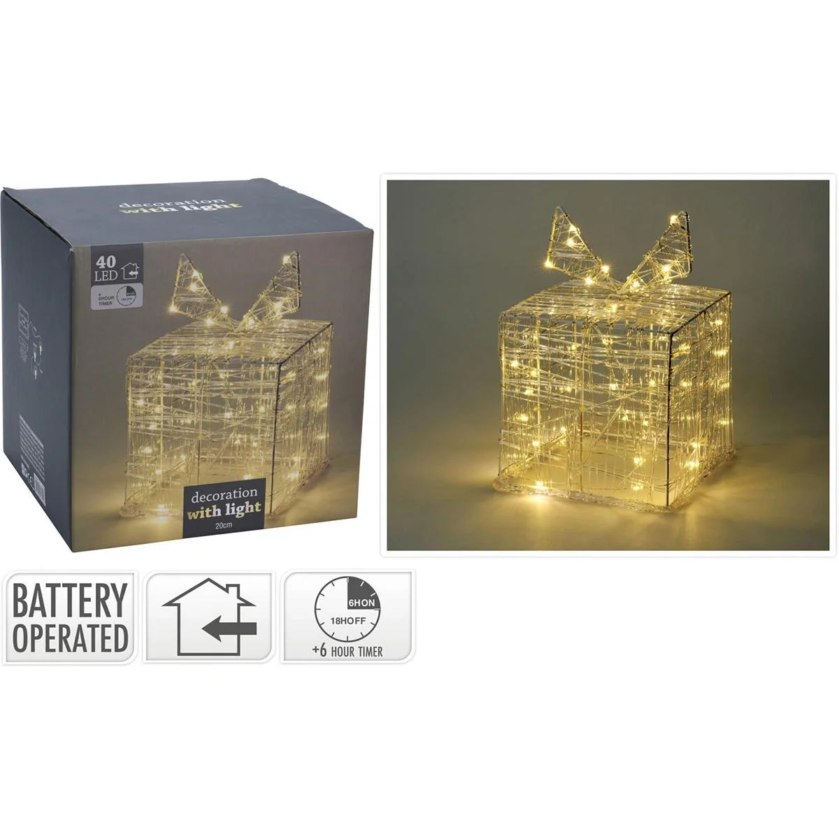 3 beleuchtete Geschenkboxen von 20 cm Höhe - 40 LED - 5