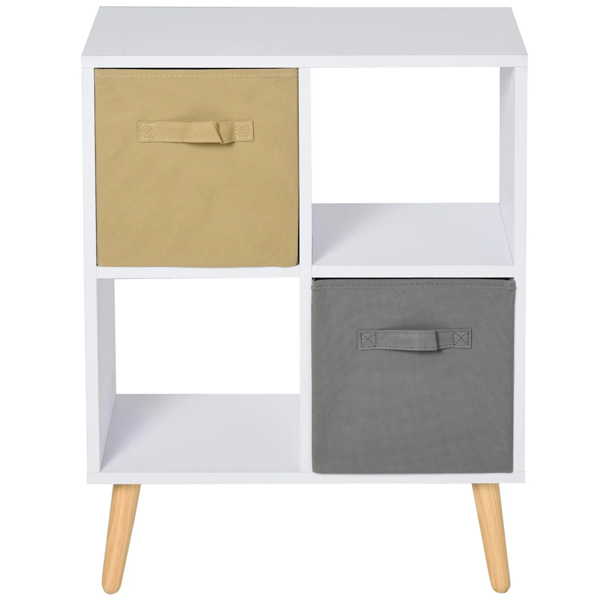 Würfelschrank mit 2 offenen Fächern und 2 Stoffschubladen - 9