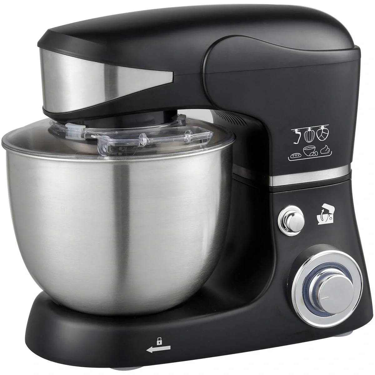 Küchenmaschine - 5,5 Liter - 1600 Watt - 3 Geschwindigkeiten und Pulsmodus - Schwarz - 1