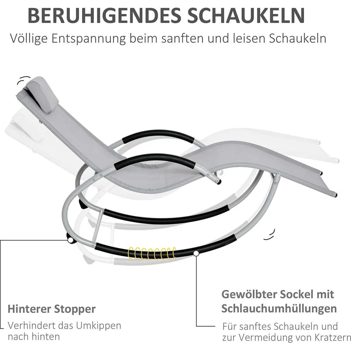 Gartenliege - 9 Positionen - Schwarz - 70 x 65 x 111 cm - 6