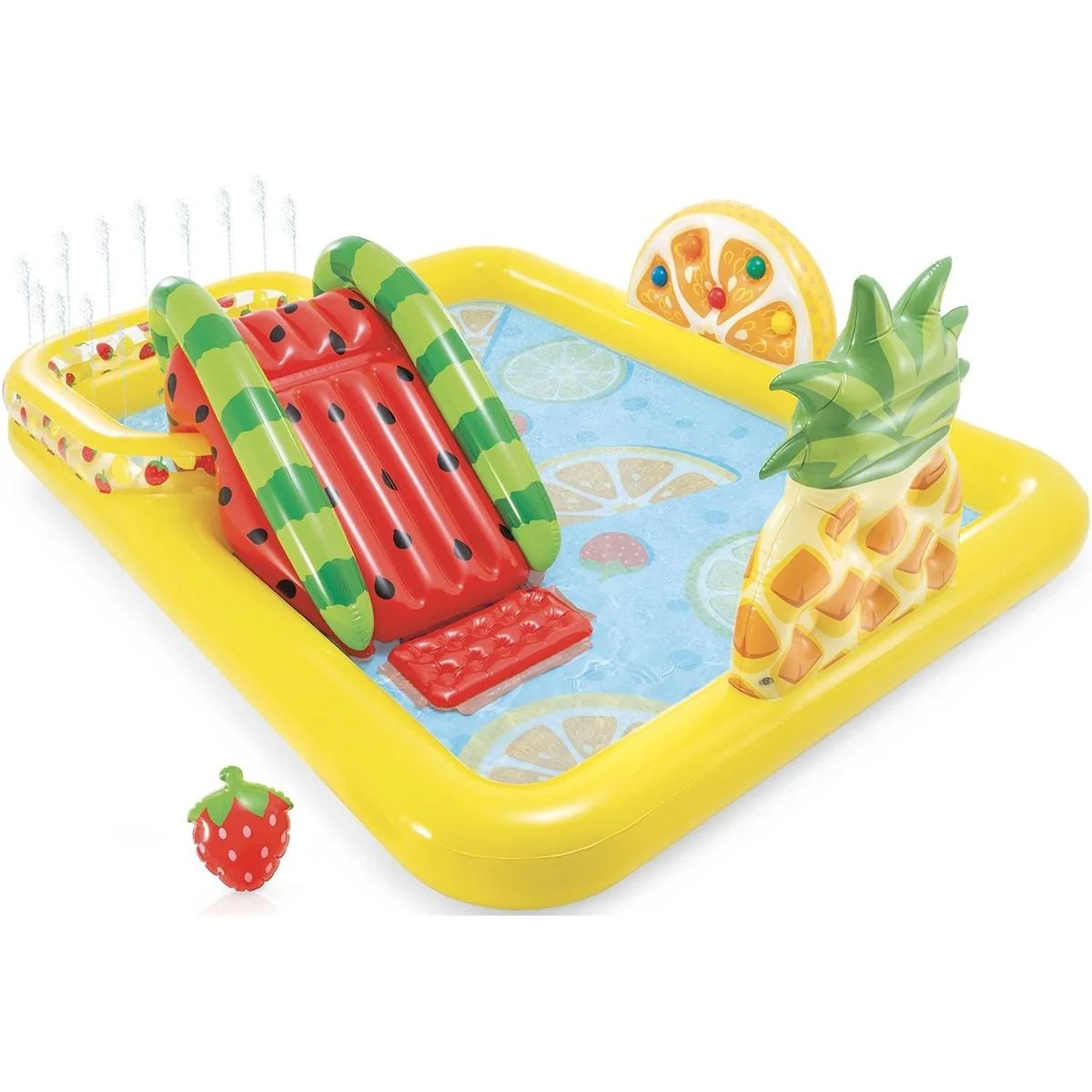 Aufblasbares Kinderbecken - mit Rutsche - Obst - 244 x 191 x 91 cm - 1