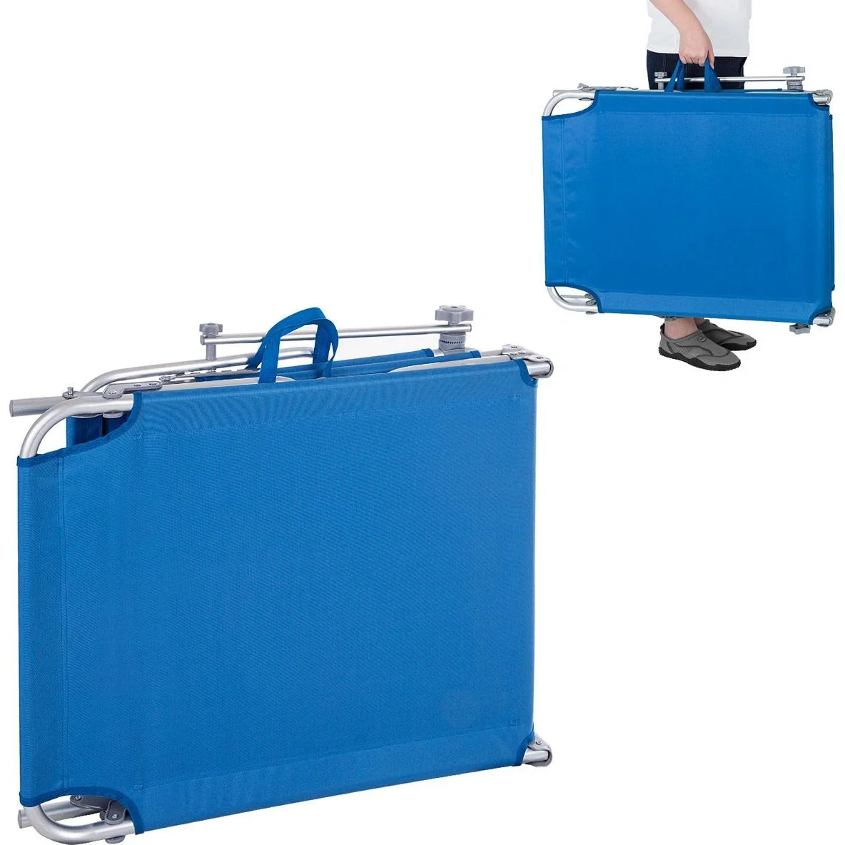 Liegestuhl 'Ibiza' mit Schiebedach aluminiumblau 190 x 59 x 29cm - 6