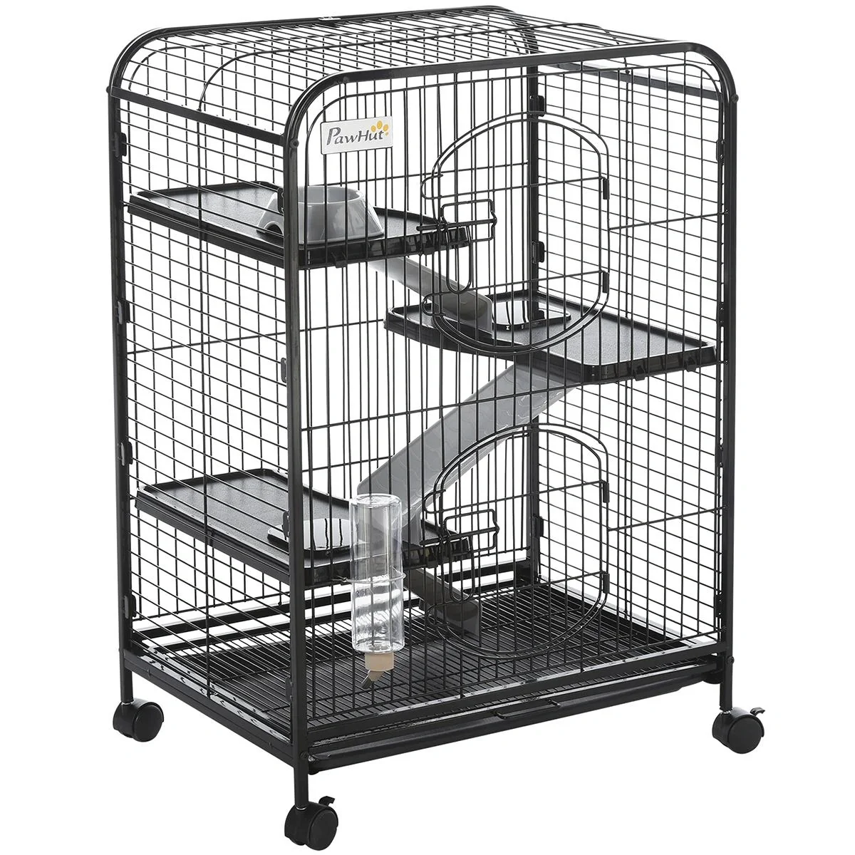 Kleintierkäfig rollbarer Nagerkäfig 3-stöckiger Tierkäfig mit Hängematten 2 Türen Metall 64 x 43,5 x 93 cm - 3